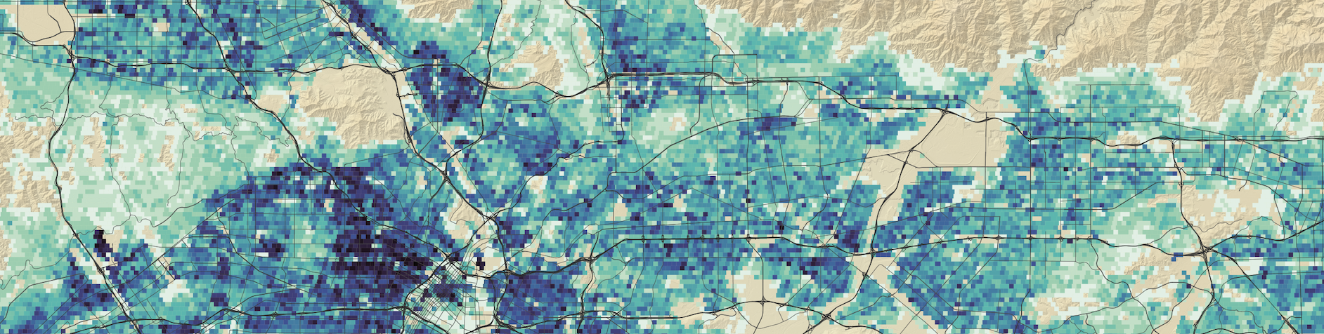 population density in los angeles county, california